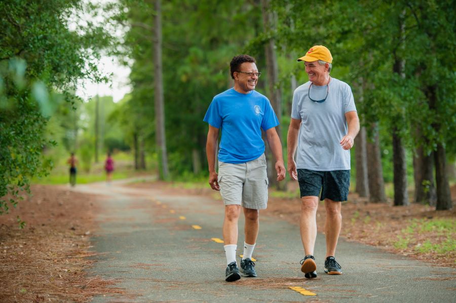 2 senior men walking